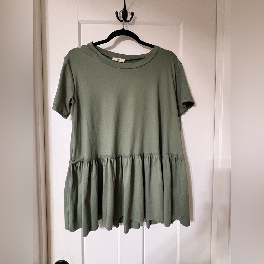 Entro Super Soft Casual Olive Green  Peplum Tee